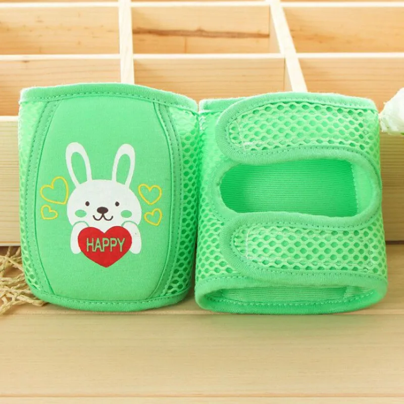 Rabbit-Green Детские наколенники, защитные гетры на весну и лето, сетчатые губчатые наколенники для ползания, регулируемые для маленьких мальчиков и девочек от 0 до 5 лет - Цвет: Rabbit-Green