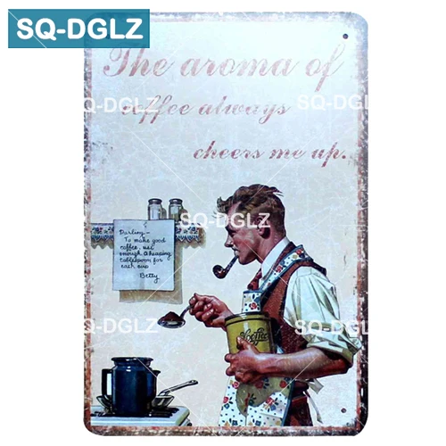 [SQ-DGLZ] кофе магазин металлический знак кофеин Настенный декор синий горный оловянный знак винтажный домашний декор живопись таблички художественный плакат - Цвет: 0367