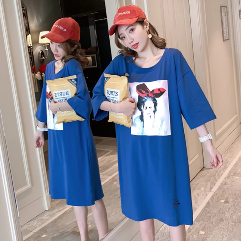 Новое летнее женское платье свободного покроя большого размера с принтом