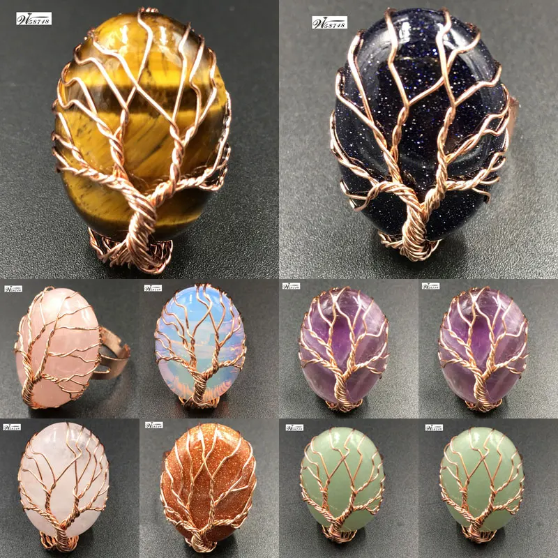 Кольцо из синего песочного опала Life Tree кольцо жемчуга с кристаллами тигровый