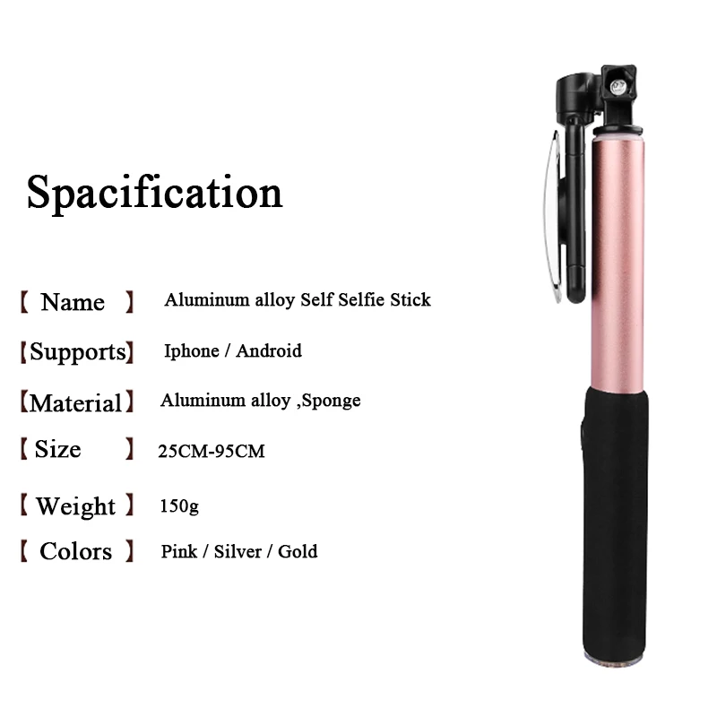 Универсальный Bluetooth палка для селфи монопод Штатив Выдвижная с зеркало Selfie