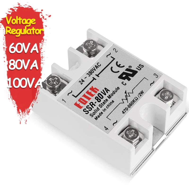 Однофазное твердотельное реле SSR 60VA 80VA 100VA модуль регулятора напряжения