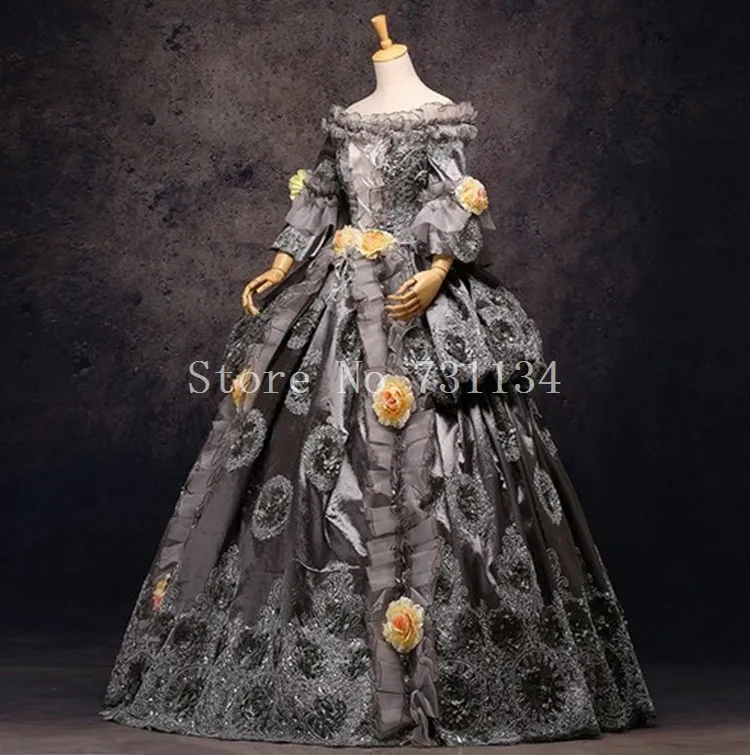 Высококачественное винтажное серое бальное платье 18 века рококо барокко Мария