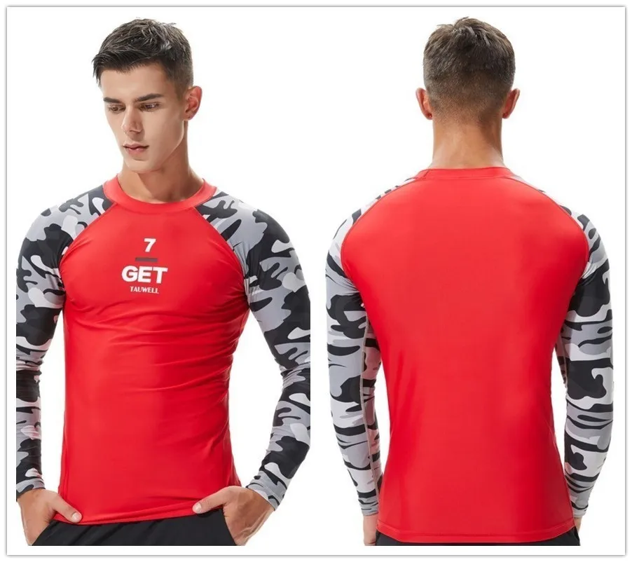 T18 Black Camo Camo Rashguard мужской купальник с длинным рукавом Rashguard Мужчины s плавание серфинг костюм парусный гидрокостюм для дайвинга Футболка для плавания ming быстросохнущая - Цвет: T18 Black Camo