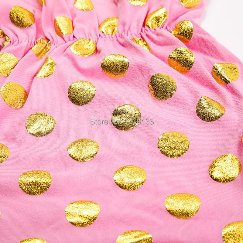 New Style Pompon Gold Polka Dot Baby Girls Bubble Rompers Outfit with headband | Детская одежда и обувь