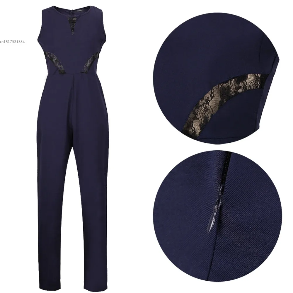 Женский Летний комбинезон без рукавов красный синий и черный Модный с круглым