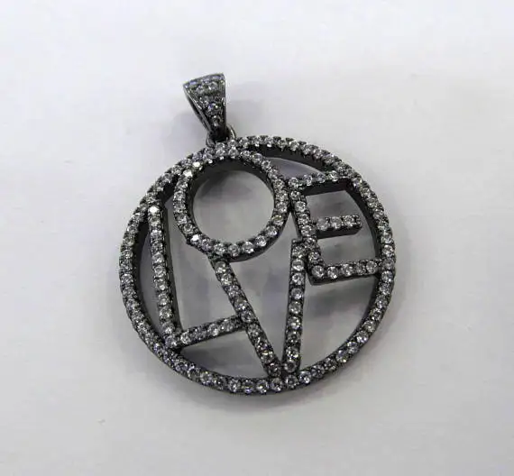 

40mm 2pcs Top Quality Pave Micro Crystal Pave Diamond Pendant Jewelry Focal Letters Round Disc Gunmetal Flower Pave Connetor bea