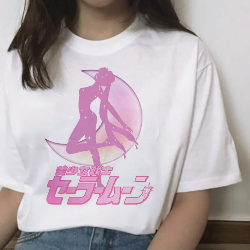 Сейлор Мун футболка Летняя Harajuku Женская футболка сладкий принт Ullzang футболка Kawaii Женский Топ Тройники короткий рукав рубашки Графический - Цвет: 5779