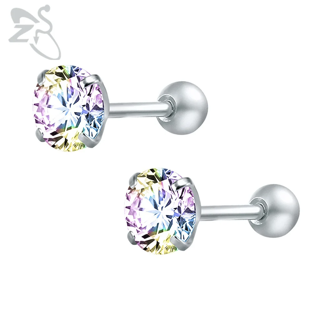 

Tiny Round Crystal Studs Earrings Screw Ball Stainless Steel Female Earrings Mini Small Childern Earring Pierced Ear Oorbellen