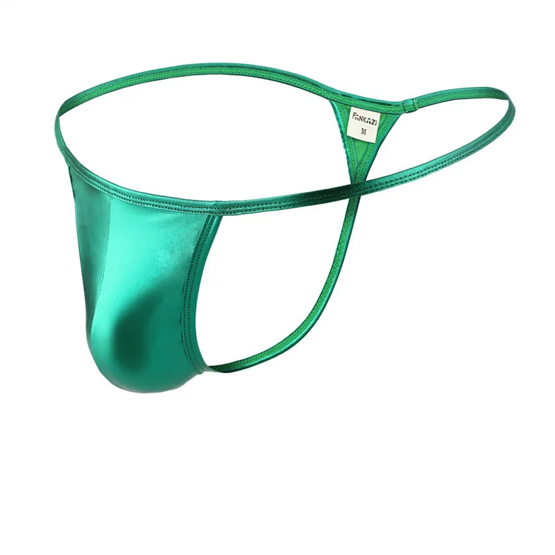 Sexy Gay Underwear Men Thongs Faux Leather G-strings Man Lingerie Solid Low Waist U Convex Pouch Panties cueca masculina S-XL |