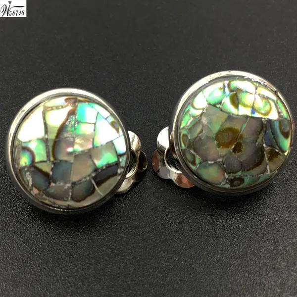 Abalone Shell MC6996 Тигровый глаз лазурит малахит авантюрин опал Howlite Кристалл Unakite Jaspe Абалон раковина искусство овальные клипсы WB659 - Окраска металла: Abalone Shell MC6996
