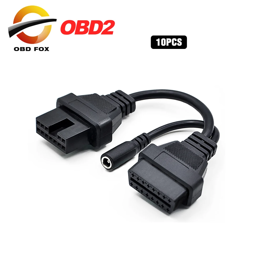 10 шт./лот для MITSUBISHI 12Pin Female + DC Plug к OBD2 OBDII DLC 16Pin автомобильный диагностический