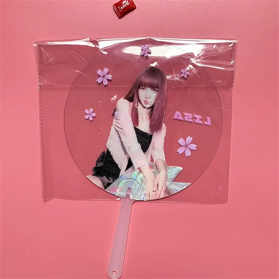 Kpop Blackpink портативный HD фото ручной вентилятор Дженни Лиза прозрачный ПВХ ручной вентилятор мигать летний подарок