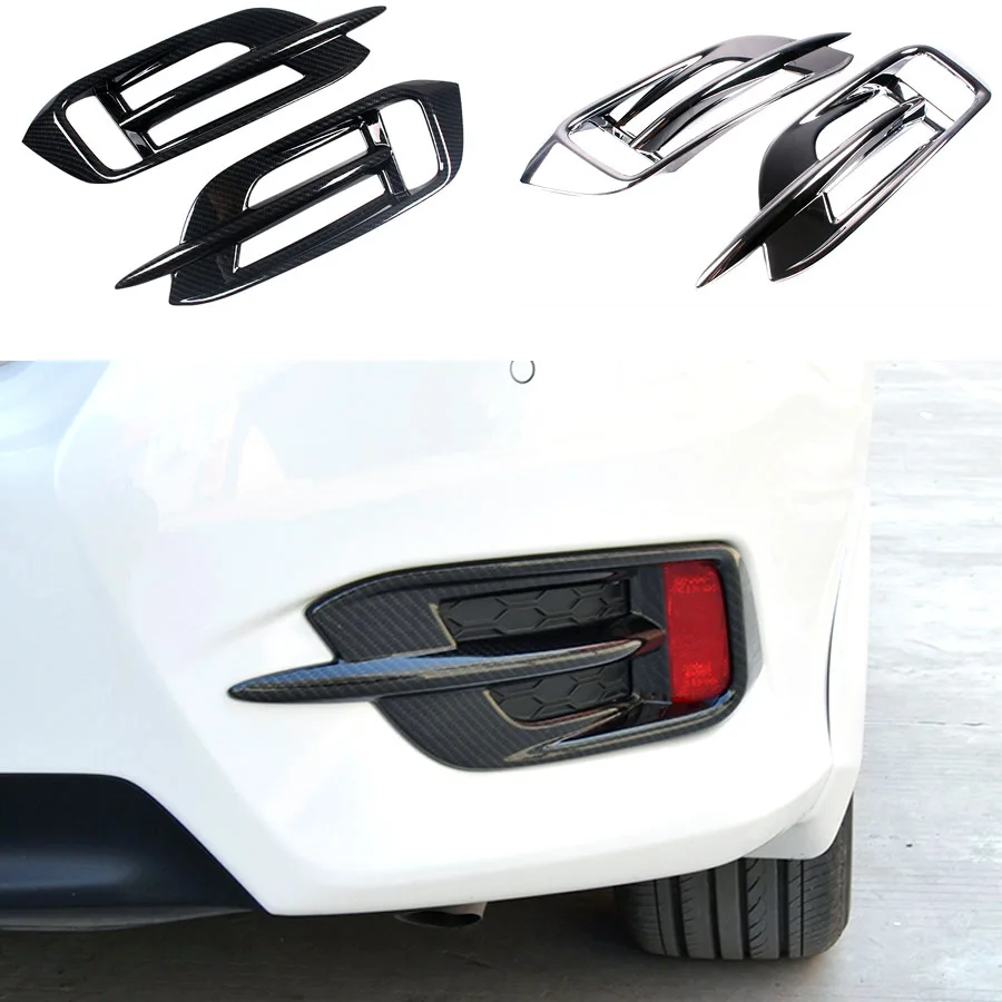 

YAQUICKA 2Pcs/set Car Exterior Rear Tail Fog Light Lamp Cover Frame Trim Bezel Styling For Honda Civic 10th 2016 2017 ABS