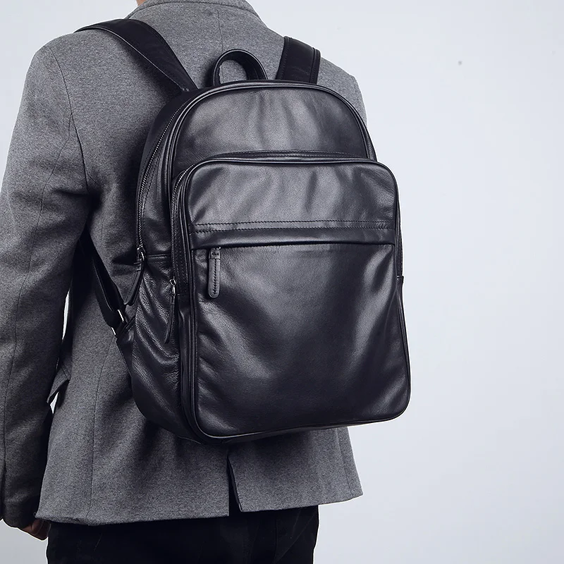 Рюкзак LANSPACE мужской из коровьей кожи модный брендовый функциональный ранец
