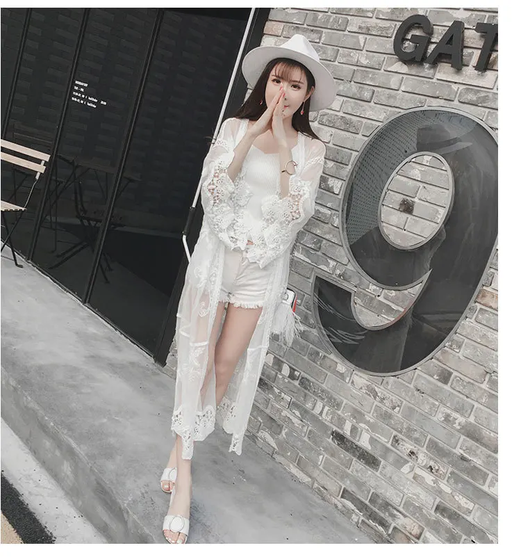 Boho Лето 2020 женское шифоновое кимоно белое длинное пляжное с принтом Mujer на