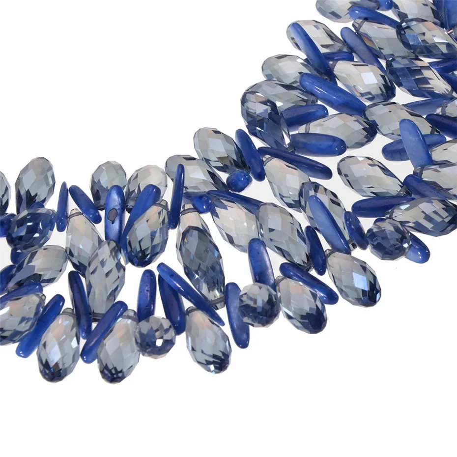 Jerollin Blue Crystal Pendant Necklace Metal Chain Elegant Statement Choker Maxi Necklace For Women Party Accessories Collares