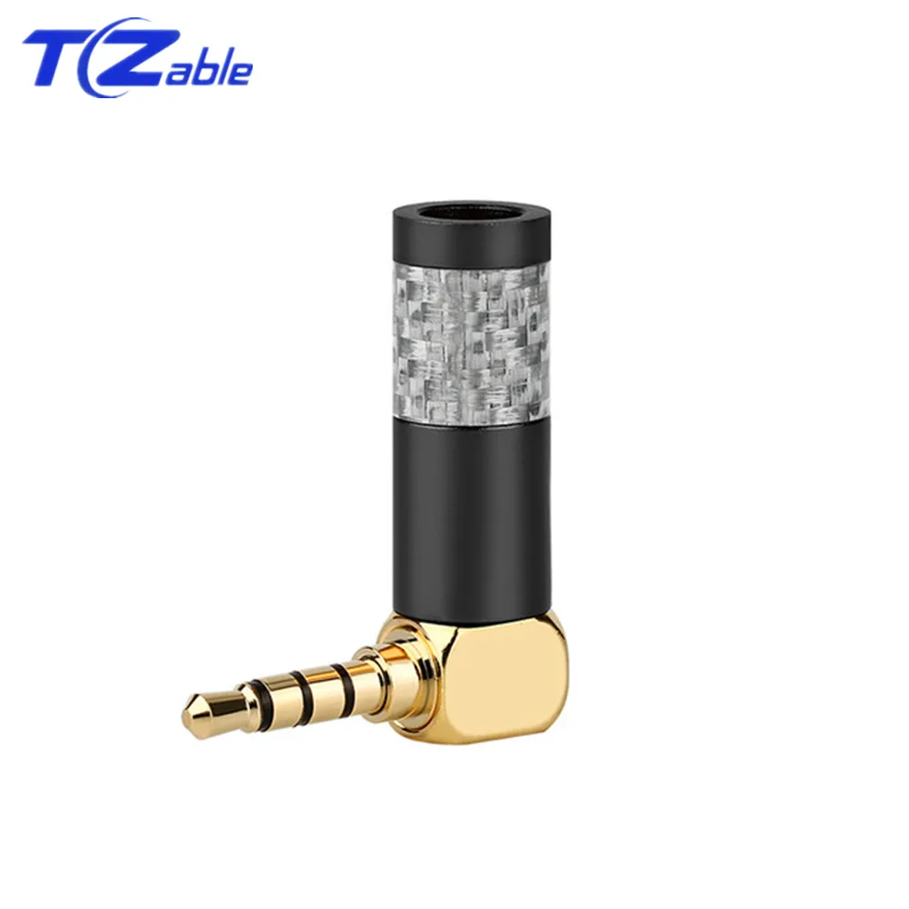 1pcs 4 Pole Black Аудио разъем 3,5 мм разъем адаптер 3/4 полюс стерео 90 градусов 3,5 мм разъем для наушников из углеродного волокна позолоченный ремонтный разъем - Цвет: 1pcs 4 Pole Black