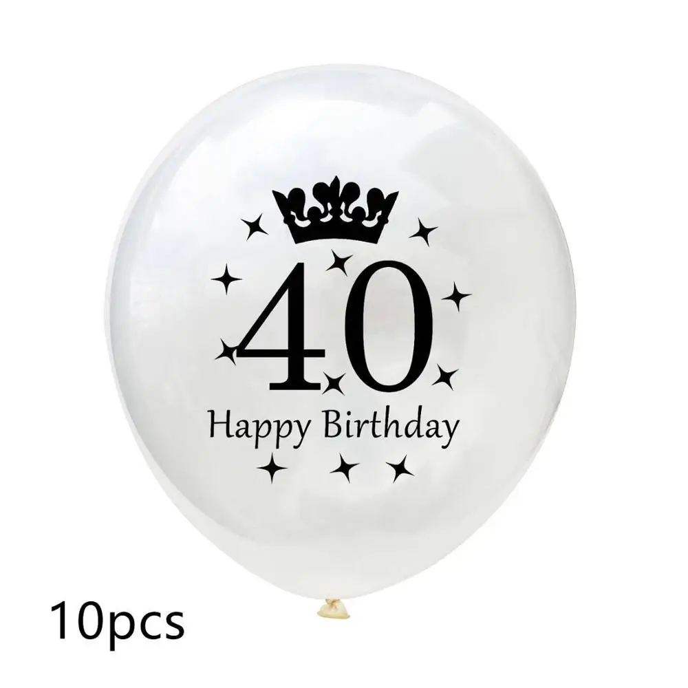 10pcs 10 шт 12 дюймов прозрачные блесток баллоны 16/18/21/30/40/50/60/70/80/90 лет конфетти воздушные шары для дня рождения вечерние украшения - Цвет: 10pcs