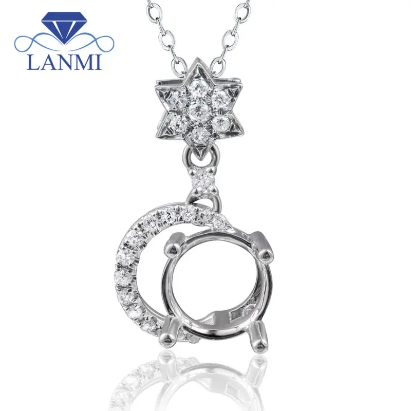 Ювелирные изделия 7x7 мм круглые подвески с натуральным бриллиантом в твердом 18