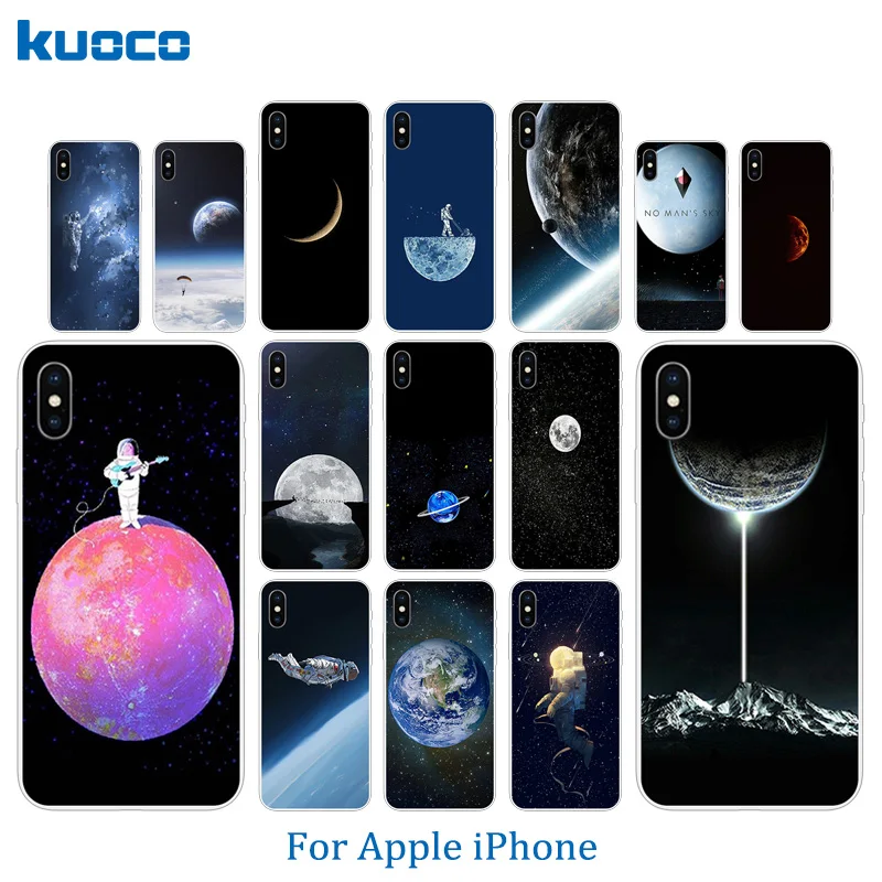 for iPhone X 10 Phone Cases Clear Soft Silicone Apple 6 6s 7 8 Plus Matte TPU Space World Pattern 5S 5C SE Coque |