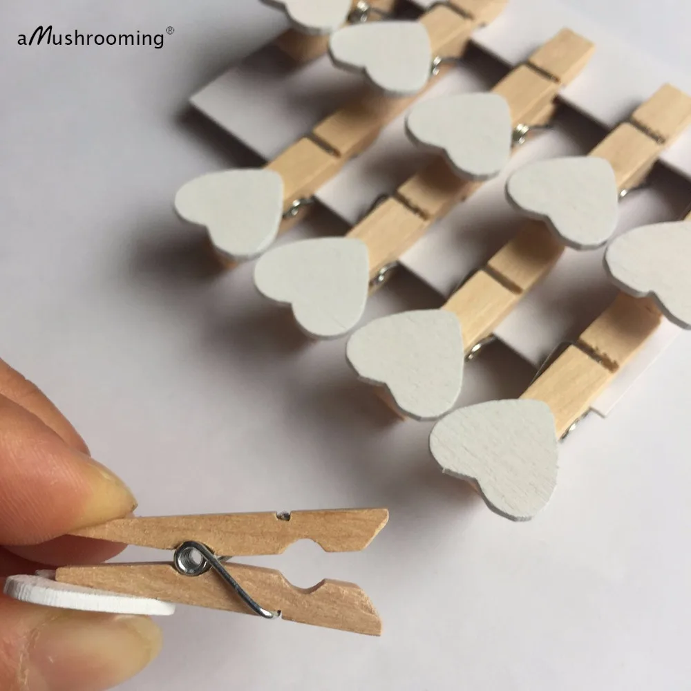 Мини деревянные белые колышки в форме сердца для подарочной упаковки свадебные