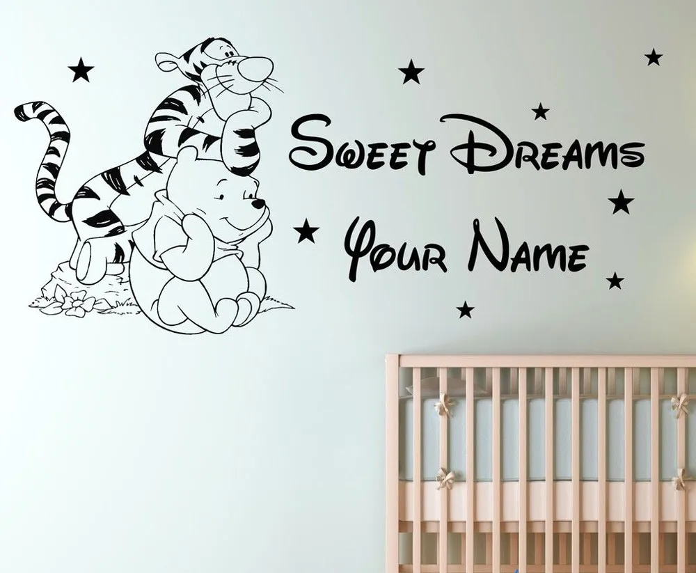 

Free Shipping Tigger Winnie the Pooh Children Bedroom Decoration Wall Sticker custom Name wall decals 2 Sizes
