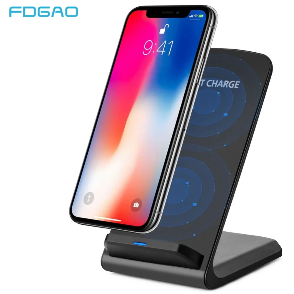 Беспроводное зарядное устройство FDGAO 10 Вт Qi для iPhone X XS Max 8 Plus XR USB быстрая Беспроводная зарядная подставка для samsung S8 S9 S7 Note 9 8