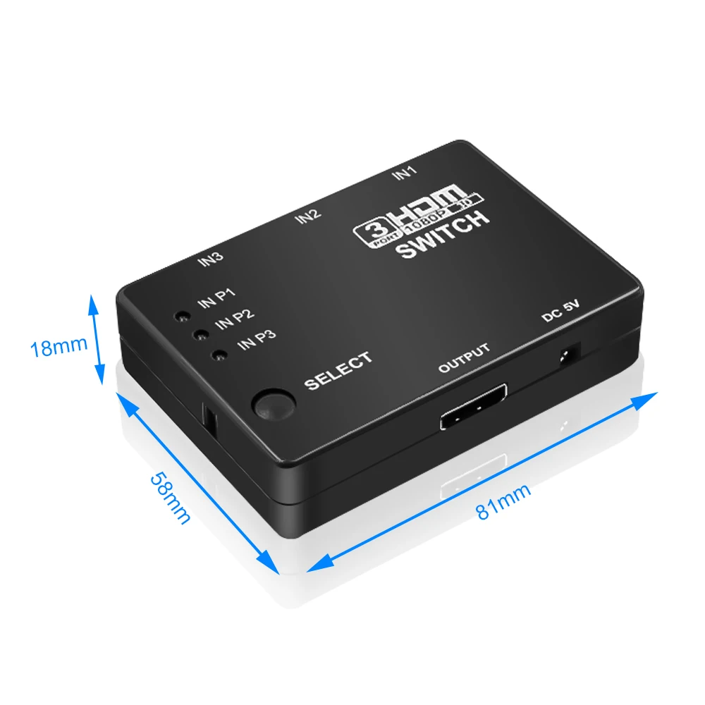 Совместимому с HDMI разветвитель и ИК-пульт дистанционного управления 1080P 3 в 1 из