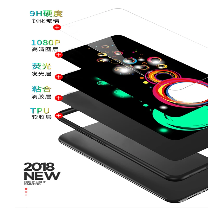Стеклянный светящийся чехол для iPhone X XR XS Max 6 6S 7 8 Plus Любовь светится в темноте