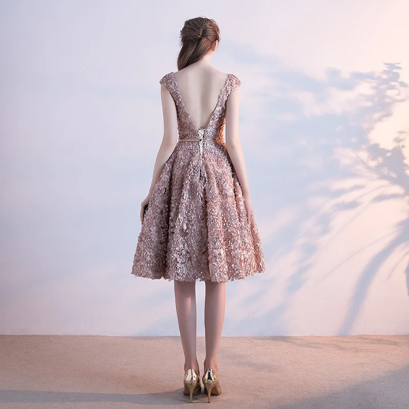 Платье для выпускного вечера es Vestidos De gala кружевное ТРАПЕЦИЕВИДНОЕ короткое