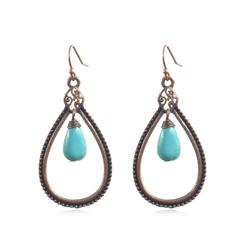 Винтажные висячие серьги с каплями воды для женщин модные богемные полые длинные
