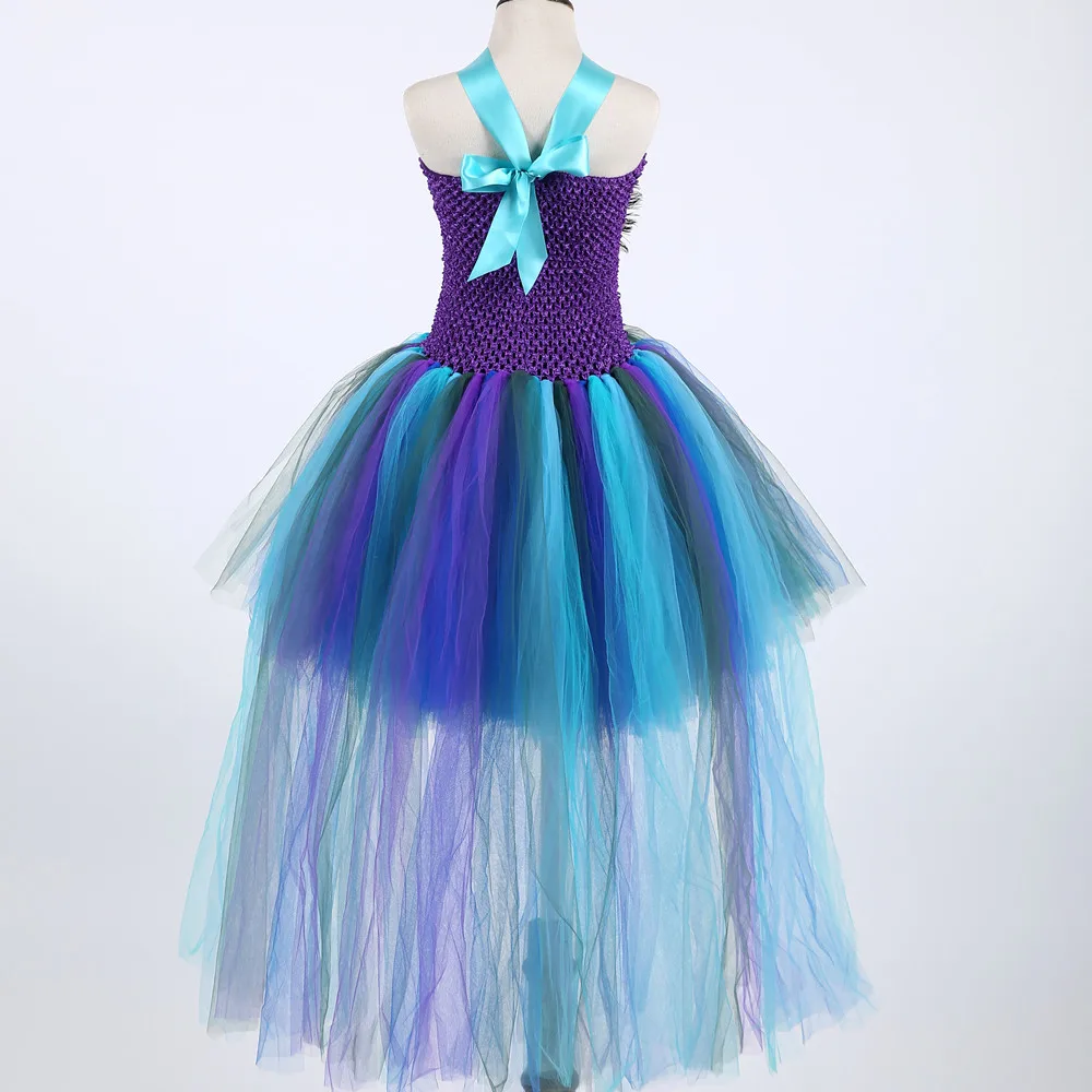 Платье-пачка с павлином для девочек детское бальное платье свадьбы вечеринки со