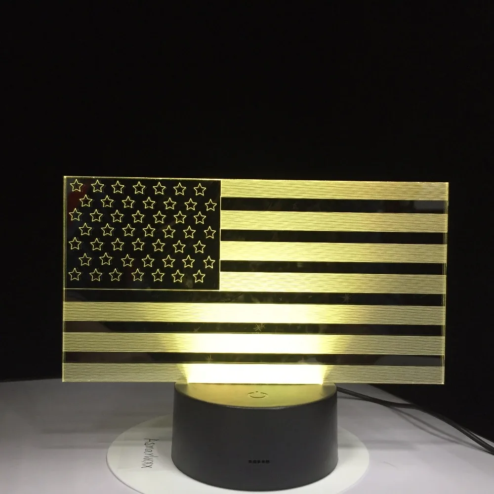 Американский флаг полосы Форма настольная лампа 7 цветов Изменение USB Украшения в