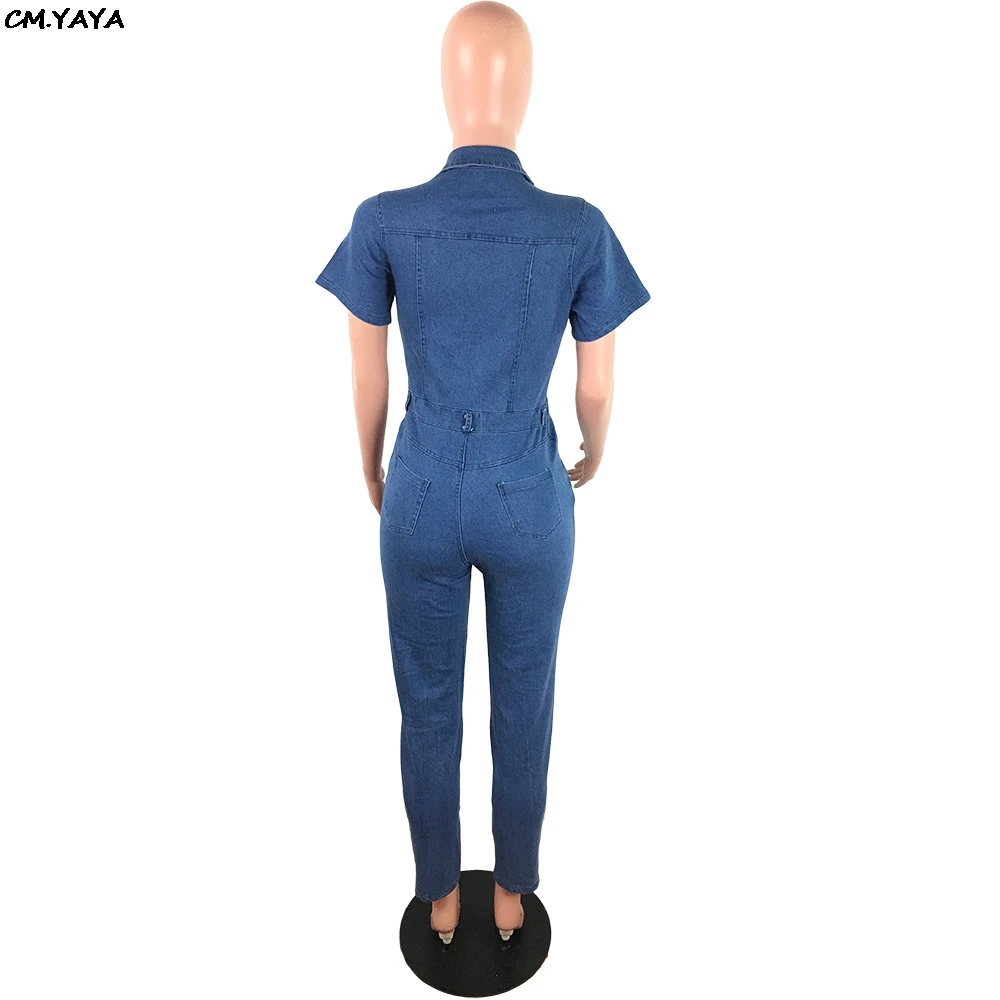 2019 women new summer vintage denim short sleeve button up jumpsuit fashion classic jeans romper playsuit GLJLX9707 | Женская одежда