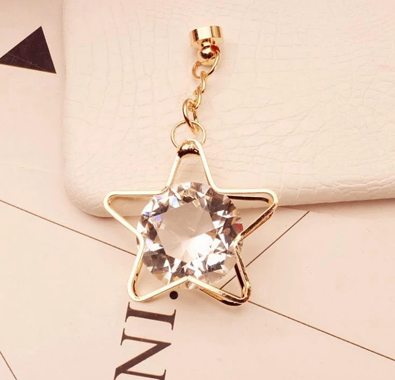 Star shape gemstone artificial Rhinestone pendant hanger for cellphone case diy jewelry phone shell back cover craft accessories | Дом и сад