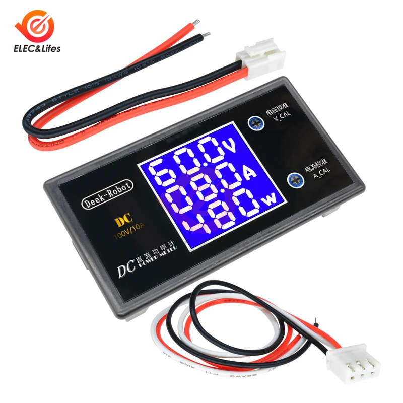 Mini Detector Digital de voltímetro CC, amperímetro, ajustable, DC 200V 100V 10A, medidor de corriente de voltaje, Panel de alimentación, pantalla LED Doble