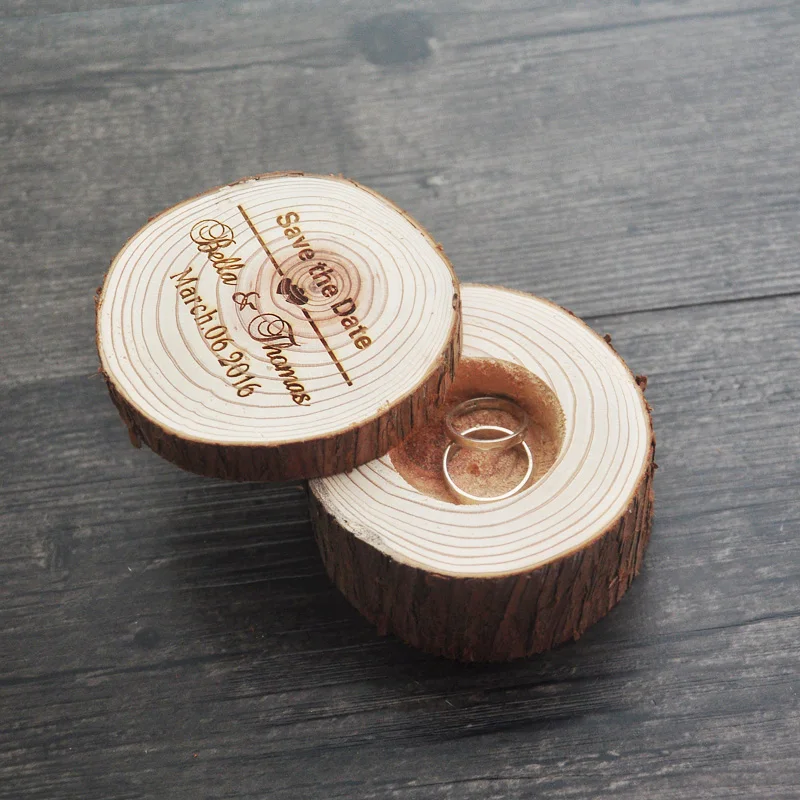 Коробка для обручального кольца в рустикальном стиле коробка с гравировкой