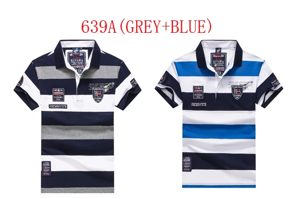 639A(GREY-BLUE) Новое поступление, рубашка поло, брендовая, в полоску, умная, повседневная, Tace& Shark Polo, мужская, высокое качество, летняя, дышащая, camisa Polo - Цвет: 639A(GREY-BLUE)
