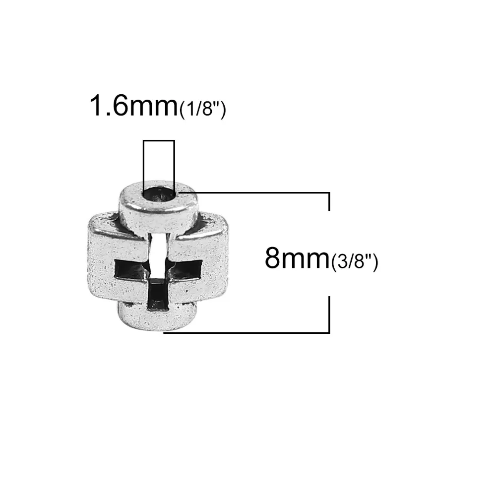 DoreenBeads Zinc Based Alloy silver color Spacer Beads Cross DIY Components 8mm x 8mm( 3/8&quot) Hole: Approx 1.6mm 100 PCs | Украшения и
