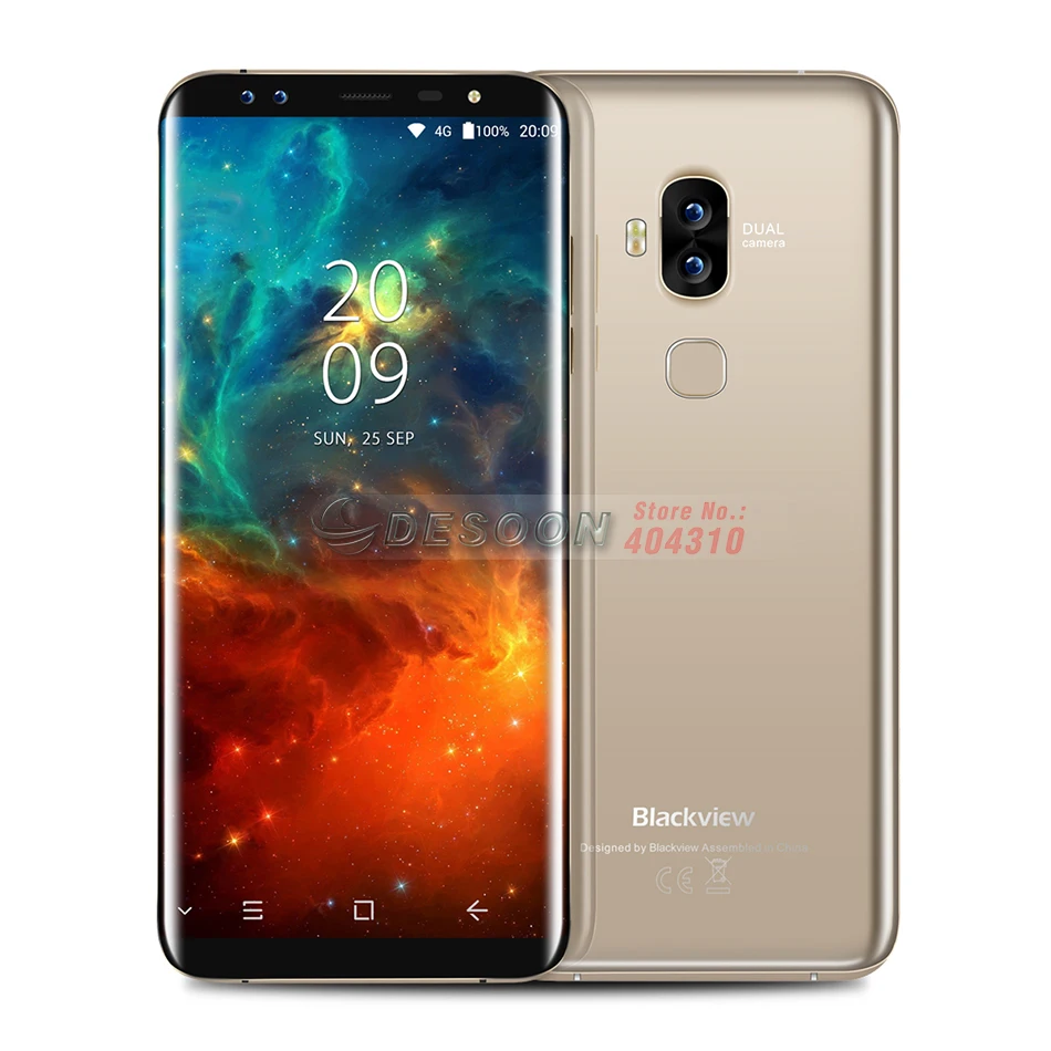 Смартфон Blackview S8 5," 18:9 соотношение сторон Бесконечность экран 4G 4 камеры 4 Гб+ 64 ГБ MT6750T Восьмиядерный мобильный телефон с отпечатком пальца