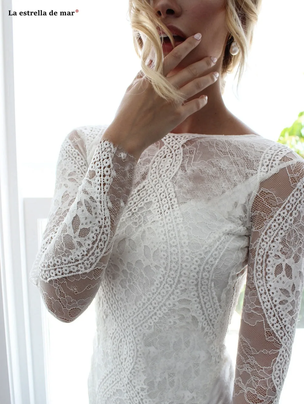Vestidos de novia corte sirena новые кружевные Длинные рукава цвета слоновой кости пляжные свадебные платья в стиле бохо свадебные платья в стиле кантри trouwju