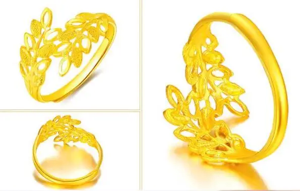 Горячая распродажа чистый 24 К желтого золота кольцо цветок Для женщин 1.79 г