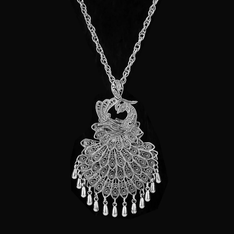 В этническом стиле Стиль старинные серебряные Цвет цветок с принтом павлиньи