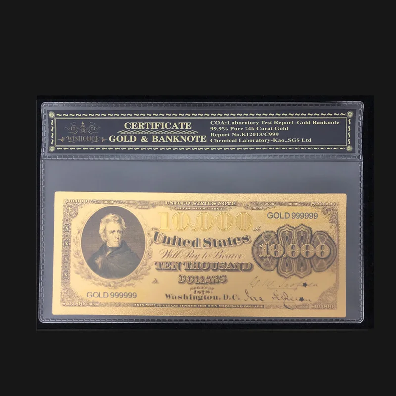 Новые Продукты США 1878 год 24k золотые банкноты Поддельные Банкноты 10000 долларов с