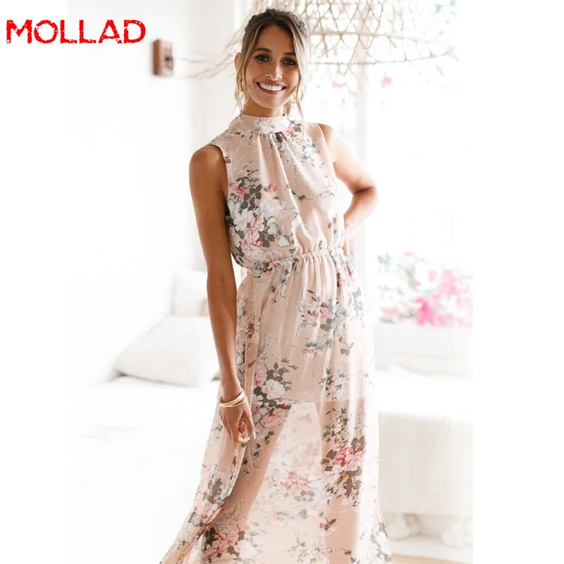 Платье Для женщин 2018 длинные летние Кабриолет Наряды Бохо Повседневное повязку