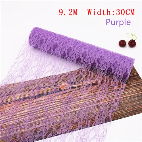 1pcs 10y purple 30cm10Y Кружева Тюль Цветочный сверток сетки стол центральный Свадебный день рождения стол центральный бегун DIY пачка юбка стул створки - Цвет: 1pcs 10y purple