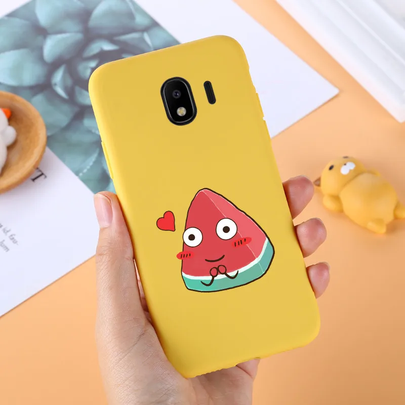 For Samsung Galaxy J4 2018 Case Soft Silicon Back Cover J400F J400 Bags Protective Cases Yellow Plus |