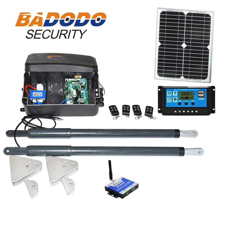 Kit8 3G version Автоматический набор для открывания ворот сверхмощный Солнечный двойной ворот для двойных распашных ворот до 16 футов или 440 фунтов GSM опционально - Цвет: Kit8 3G version