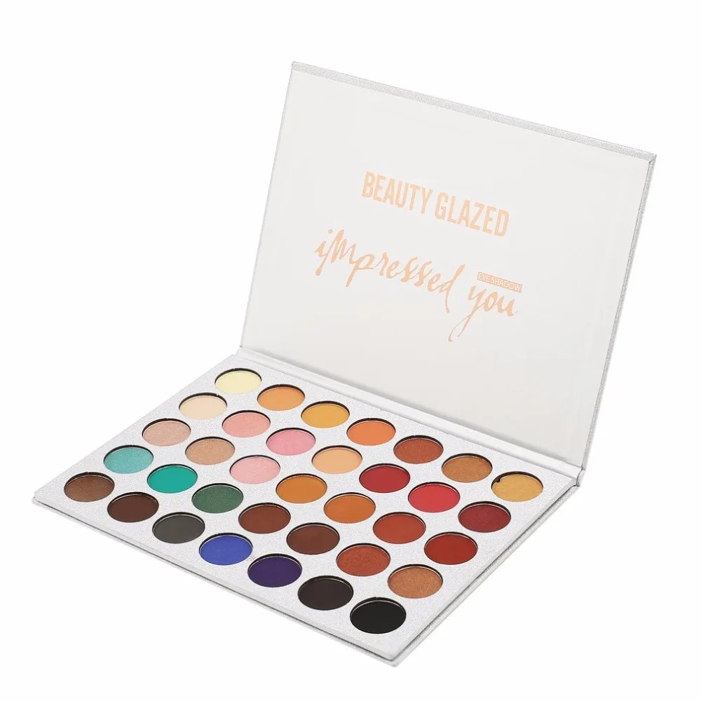 Красота глазированные 35 Цвета Пудра палитру теней Косметика Макияж Luminous Matte Shimmer Eye Shadow Palette Красота